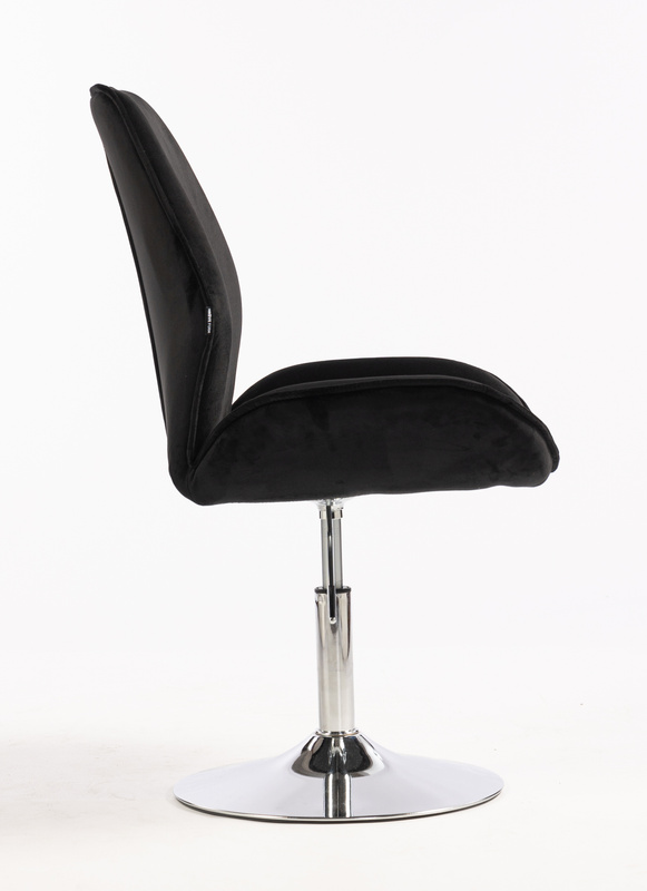 HR350N Fekete modern velúr szék krómozott lábbal