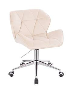 HR111K Krémszínű modern velúr szék krómozott lábbal