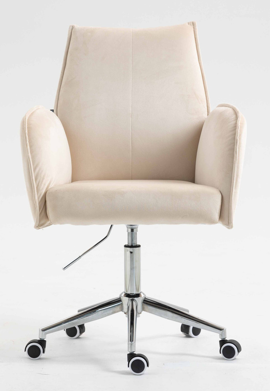 HR280K Krémszínű Modern Velúr Szék Krómozott lábbal