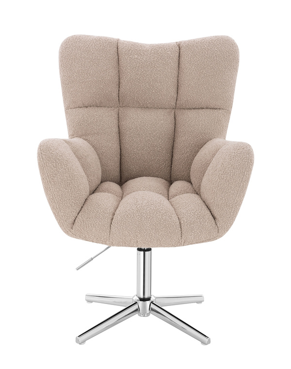 HR650CROSS Latte modern boucle szék krómozott lábbal