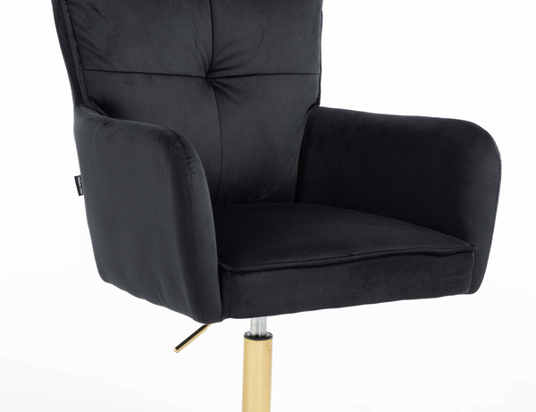 HR250N Fekete modern velúr szék arany lábbal