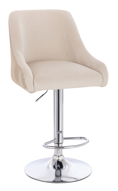 HR920W Krémszínű Modern Velúr Szék Krómozott lábbal