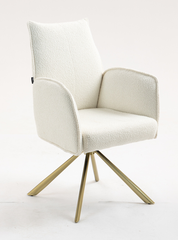 HR280 CSILLAGLÁB Krémszínű modern boucle szék arany lábbal