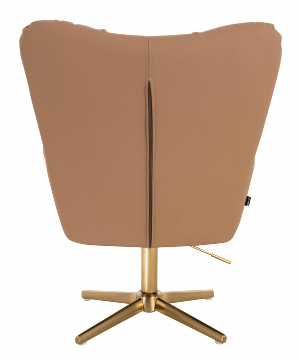 HR650CROSS Karamell Műbőr Premium Soft szék arany lábbal