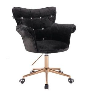 HR804CK Fekete modern velúr szék arany lábbal