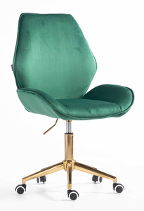 HR350K Sötétzöld modern velúr szék arany lábbal