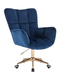 HR650K Tengerkék modern velúr szék arany lábbal