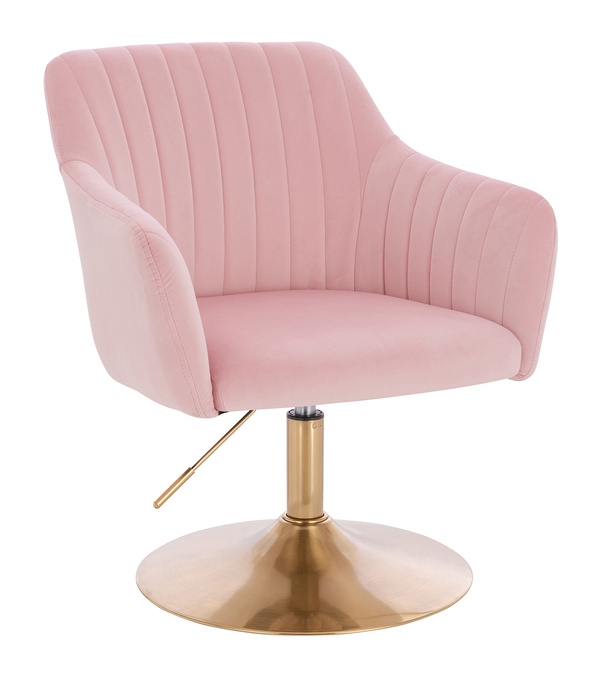HR190N Púder Rózsaszín Modern Velúr Szék Arany lábbal