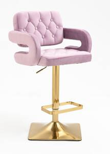 HR8403KW Halványlila modern velúr szék arany lábbal