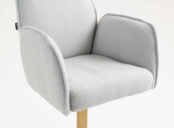 HR280W Szürke modern boucle szék arany lábbal