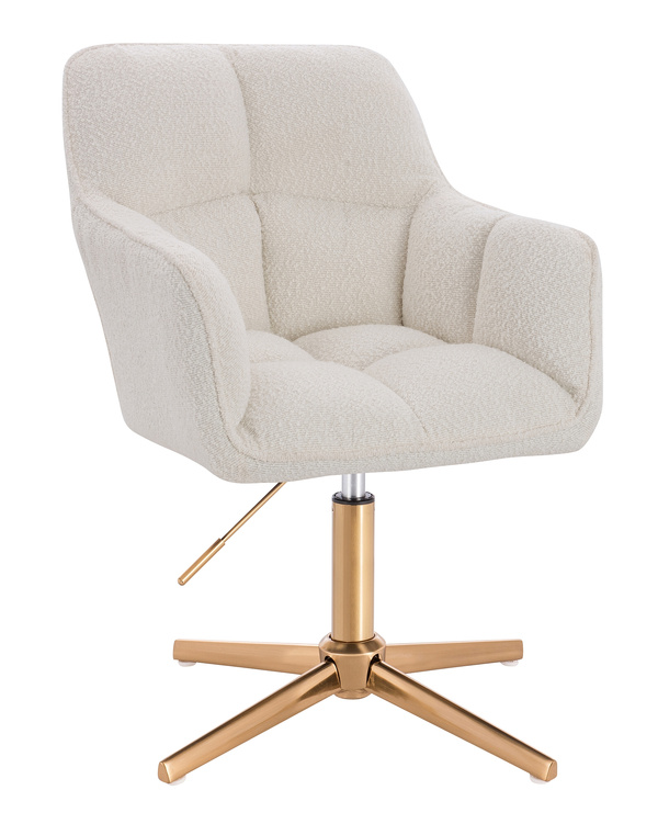 HR550CROSS Krémszínű modern boucle  szék arany lábbal