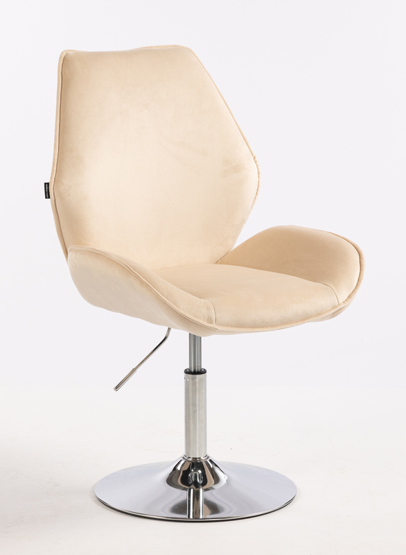 HR350N Krémszínű modern velúr szék krómozott lábbal