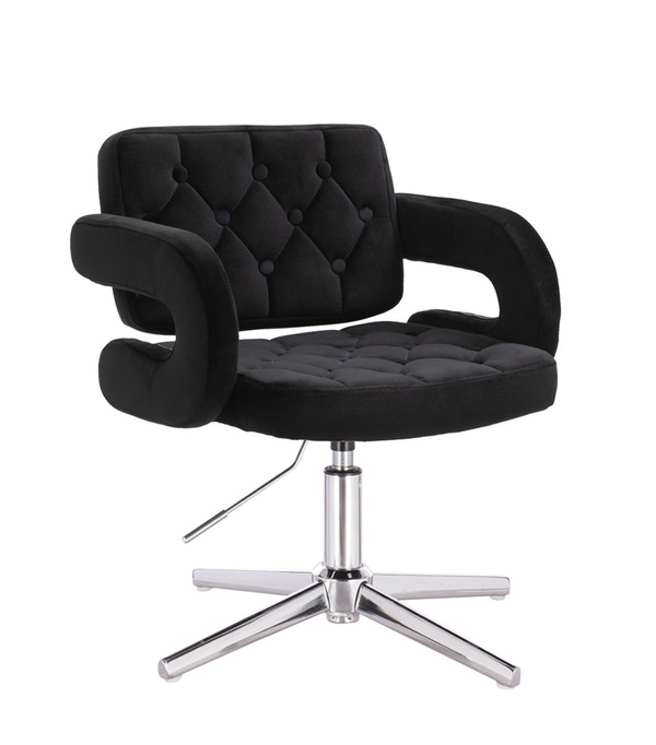 HR8403CROSS Fekete modern velúr szék krómozott lábbal