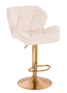 HR111W Krémszínű modern velúr szék arany lábbal