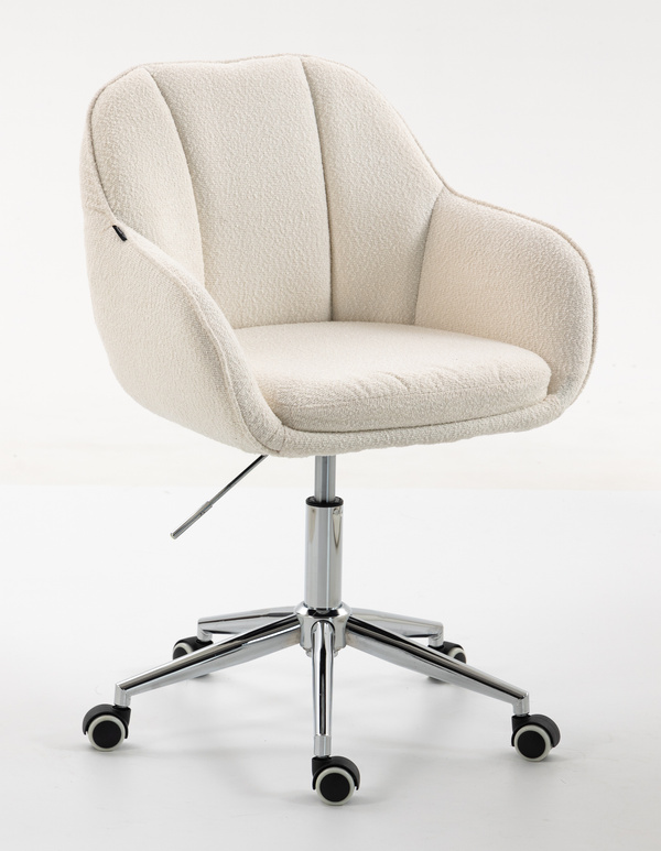 HR2055K Krémszínű Modern Boucle Szék Krómozott lábbal