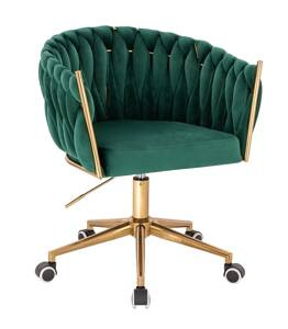 HR750K Sötétzöld Modern Velúr Szék Arany lábbal