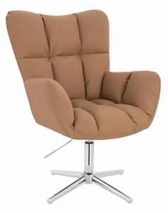 HR650CROSS Karamell Műbőr Premium Soft szék krómozott lábbal