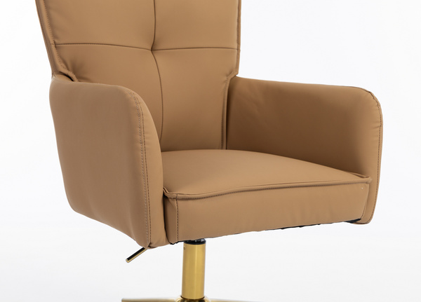 HR250K Karamell Színű Prémium Soft Műbőr Szék Arany Lábbal