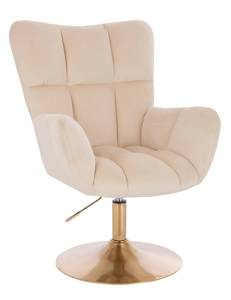 HR650N Krémszínű modern velúr szék arany lábbal