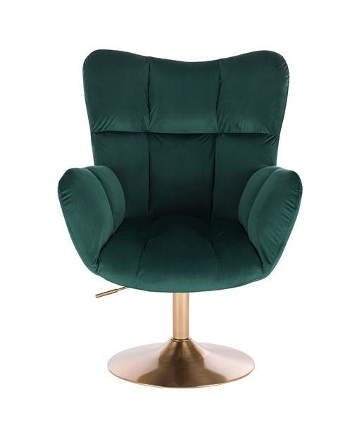 HR650N Sötétzöld modern velúr szék arany lábbal