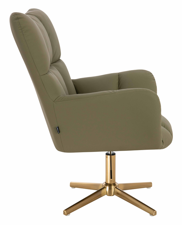 HR650CROSS Khaki Műbőr Premium Soft szék arany lábbal