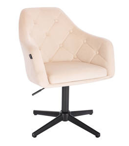 HR831CROSS Krémszínű modern velúr szék fekete lábbal