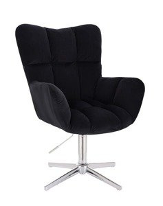 HR650CROSS Fekete modern velúr szék krómozott lábbal