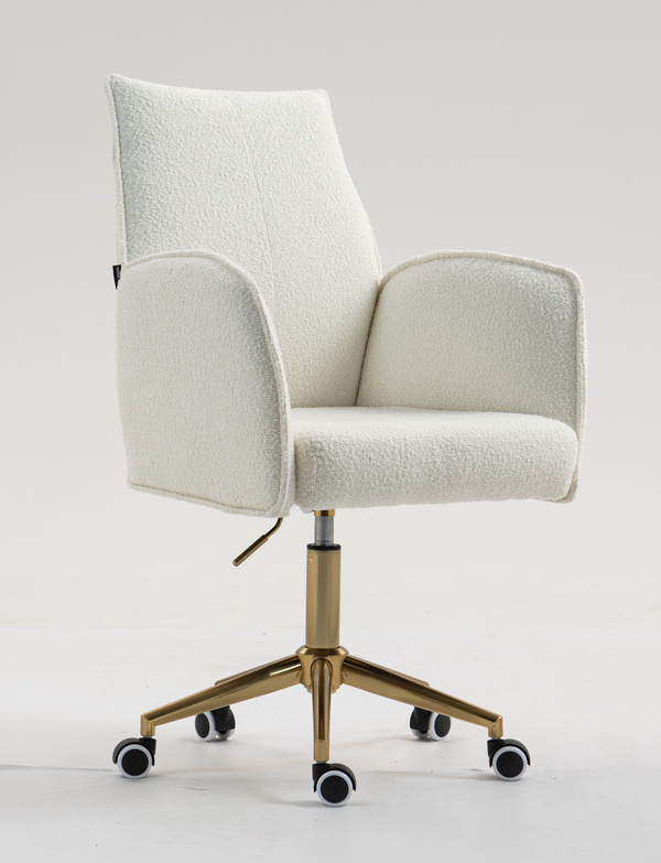 HR280K Krémszínű modern boucle szék arany lábbal