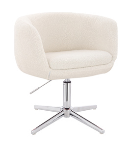 HR333CROSS Krémszínű modern boucle szék krómozott lábbal