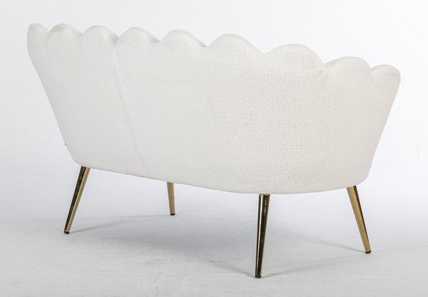 FREY Fehér modern boucle kanapé arany lábbal