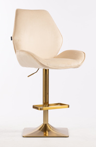 HR350KW Krémszínű modern velúr szék arany lábbal