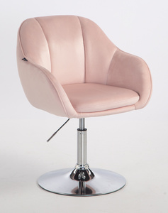 HR2055N Púder Rózsaszín Modern Velúr Szék Krómozott lábbal