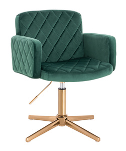 HR802CROSS Sötétzöld Modern Velúr Szék Arany lábbal