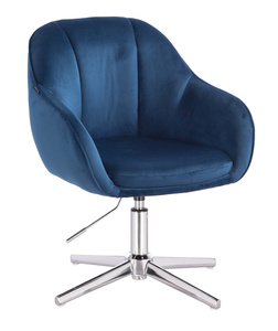 HR2055CROSS Tengerkék Modern Velúr Szék Krómozott lábbal