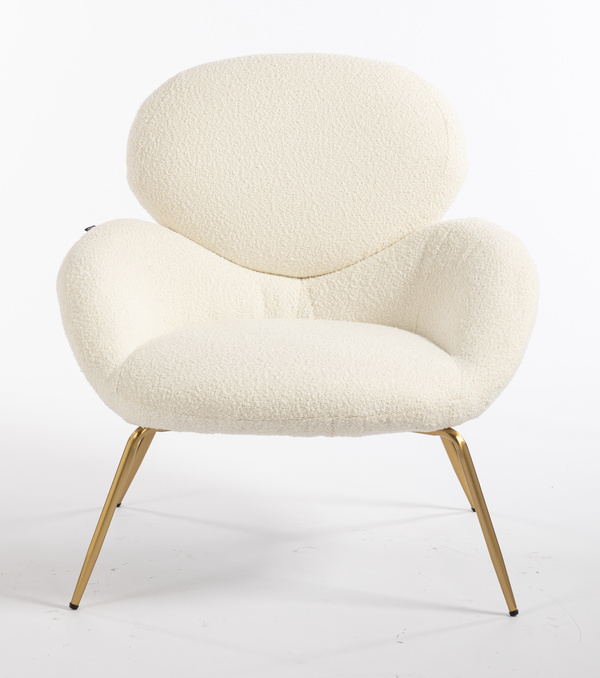 HR2045 Krémszínű modern boucle szék arany lábbal
