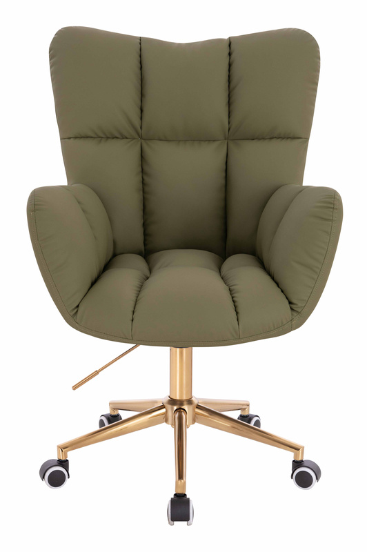HR650K Khaki Műbőr Premium Soft szék arany lábbal