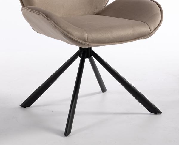 HR350 CSILLAGLÁB Latte modern velúr szék fekete lábbal