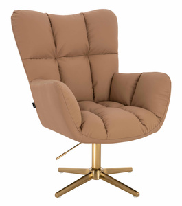 HR650CROSS Karamell Műbőr Premium Soft szék arany lábbal