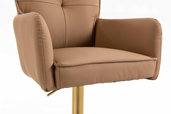 HR250W Karamell Színű Prémium Soft Műbőr Szék Arany Lábbal