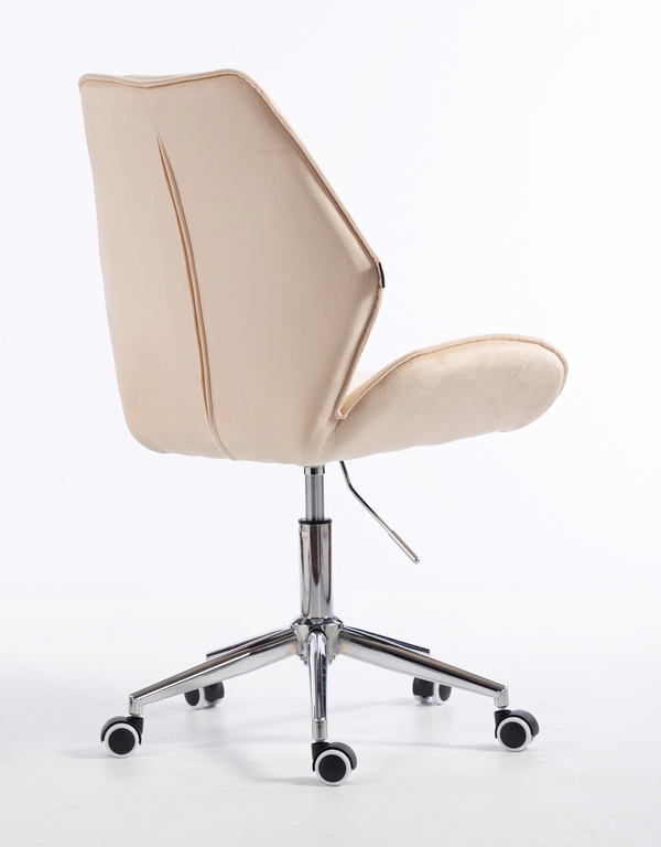 HR350K Krémszínű modern velúr szék krómozott lábbal
