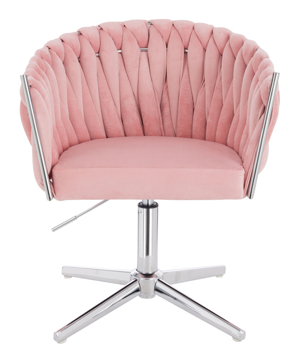 HR750CROSS Púder Rózsaszín Modern Velúr Szék Krómozott lábbal