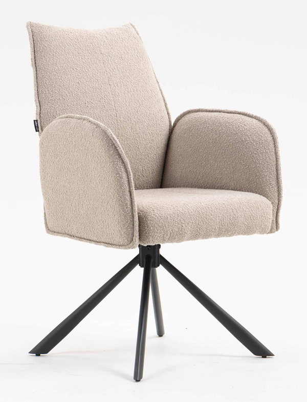 HR280 CSILLAGLÁB Latte modern boucle szék fekete lábbal