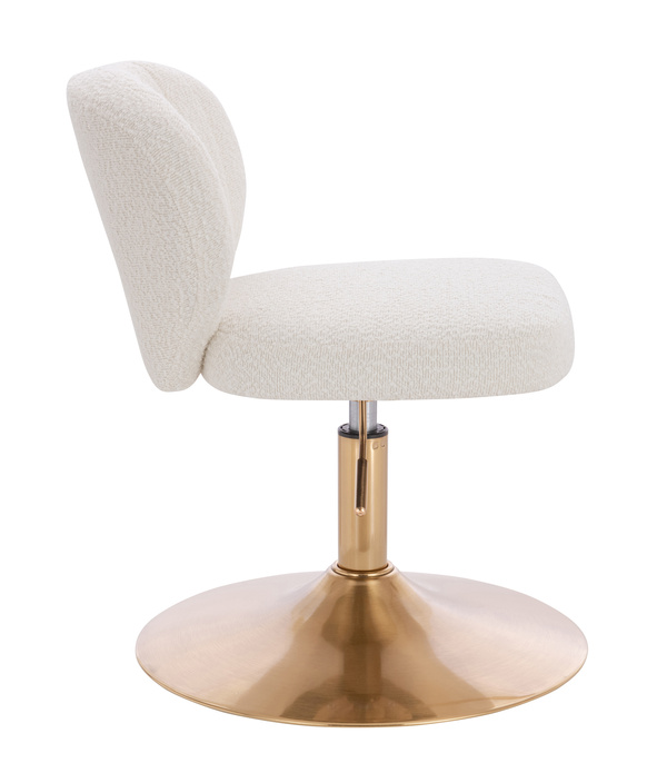 HR193N Krémszínű modern boucle  szék arany lábbal