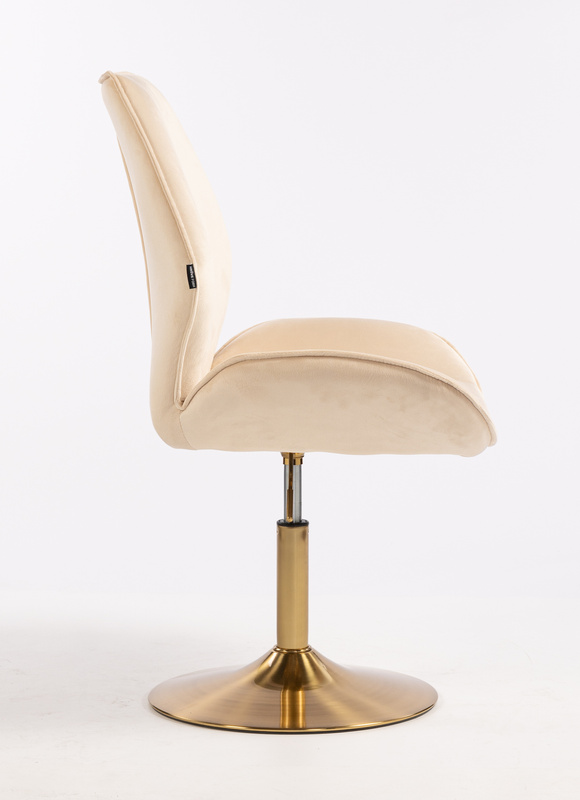 HR350N Krémszínű modern velúr szék arany lábbal