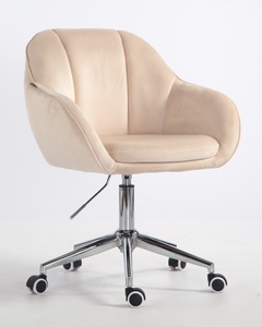 HR2055K Krémszínű Modern Velúr Szék Krómozott lábbal