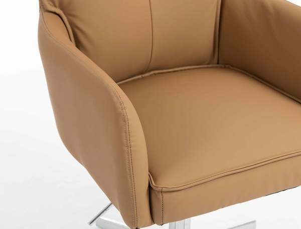 HR250CROSS Karamell Színű Prémium Soft Műbőr Szék Krómozott Lábbal