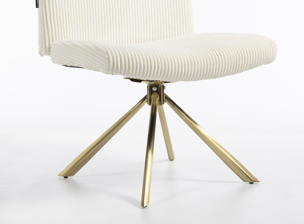 HR150 CSILLAGLÁB Fehér Modern Kordbársony Szék Arany lábbal