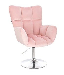 HR650N Púderrózsaszín modern velúr szék krómozott lábbal