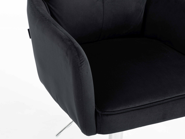 HR250N Fekete modern velúr szék krómozott lábbal