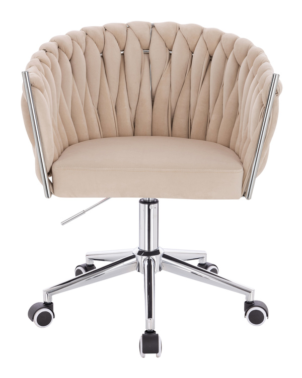 HR750K Krémszínű Modern Velúr Szék Krómozott lábbal